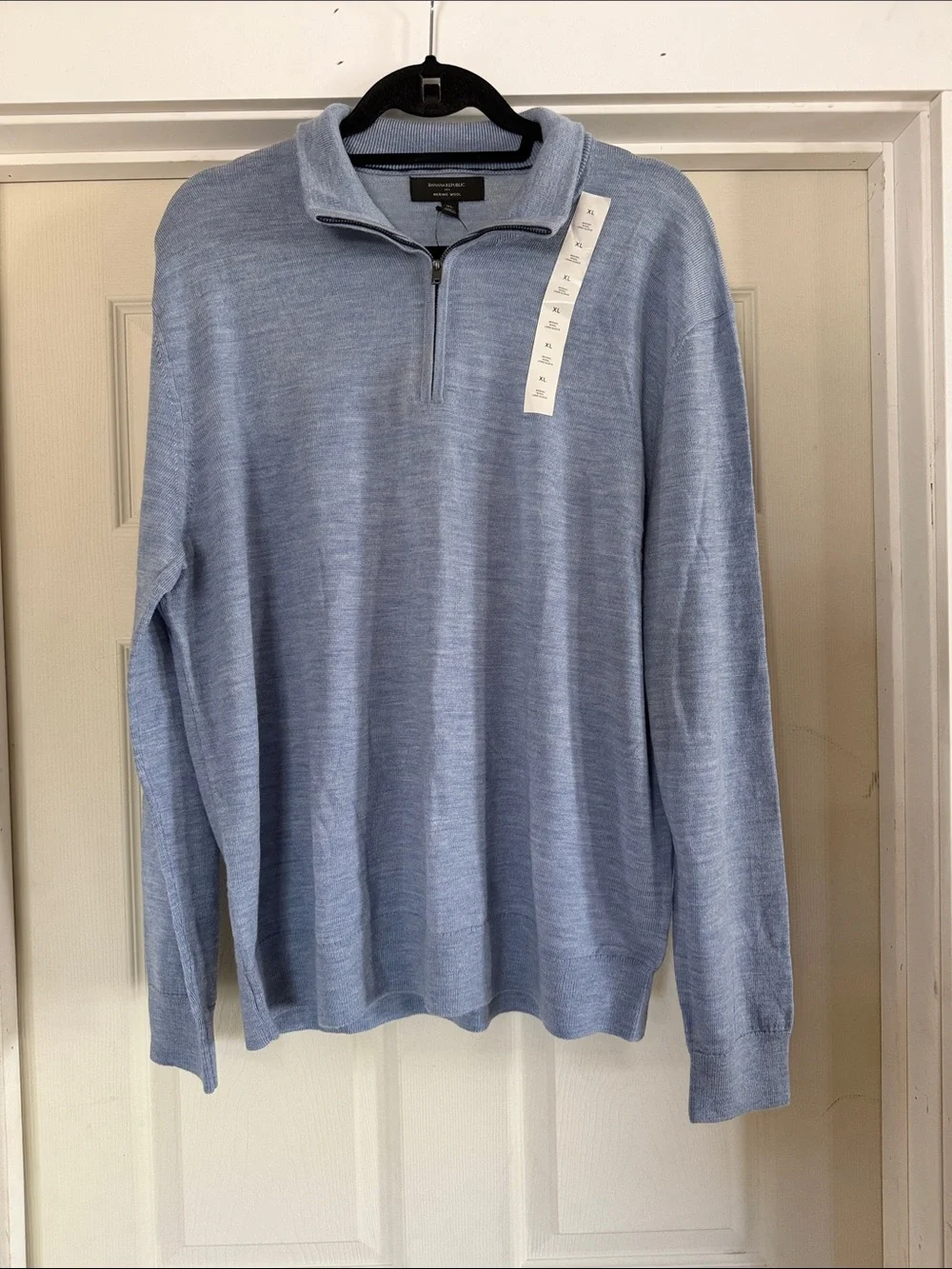 Banana Republic‎ Men’s Merino Wool Blue Quarter-Zip Sweater XL